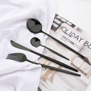 Axyaa Black Stainless Steel Cutlery Set for Dinner Kitchen, 24Pcs Flatware Set