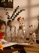 Rustic Glass Vase with Hemp Rope, Table Decor, Axyaa Transparent Living Room Decoration