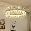 Axyaa Modern LED Crystal Chandelier in Gold Chrome for Luxury Home Decor