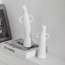 Axyaa Ceramic Vase Figurine White Flowerpot Home Decor