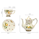 Axyaa Lemon Pattern Tea Set: Cup, Saucer, Teapot, Plate, Kettle - European Ceramic Offering