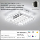 Axyaa Crystal Ceiling Light: Luxury White Fan Lamp for Bedroom, Living, Dining, Office