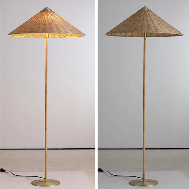 Axyaa Rattan E27 LED Floor Lamp - Modern Japanese Style Luminarias