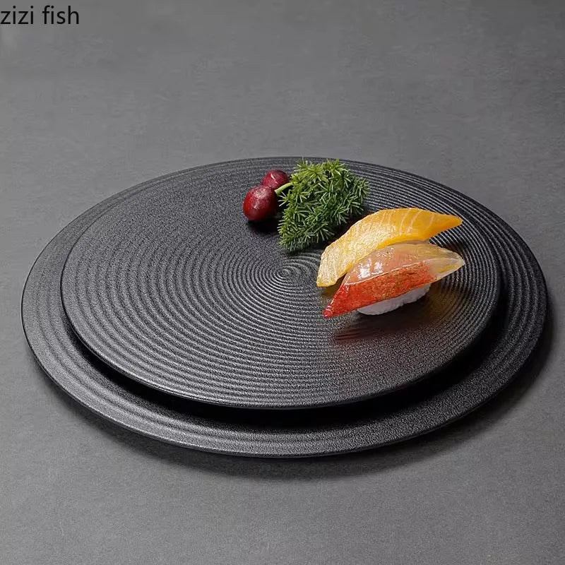 Axya Spiral Texture Melamine Steak Sushi Sashimi Plate Set for Restaurant Dining