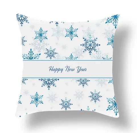 Axyaa Blue Ornament Pillowcase: Festive Home Decor Cushion Cover for Christmas & New Year