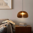 Axyaa Wood Pumpkin Pendant Light - Vintage E27 Hanging Lamp for Home and Restaurant
