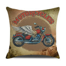 Retro Motorcycle Girls Linen Pillow Cover by Axyaa