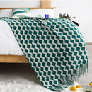 Axyaa Knit Outdoor Throw Blanket with Tassels - Cozy Fall Decor for Home