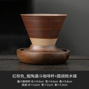Axyaa Ceramic Funnel Coffee Cup with Walnut Base