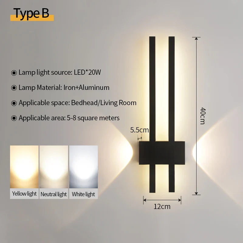 Axyaa Modern Black Wall Lamp Set - Ideal for Living Room, Bedroom, Corridor