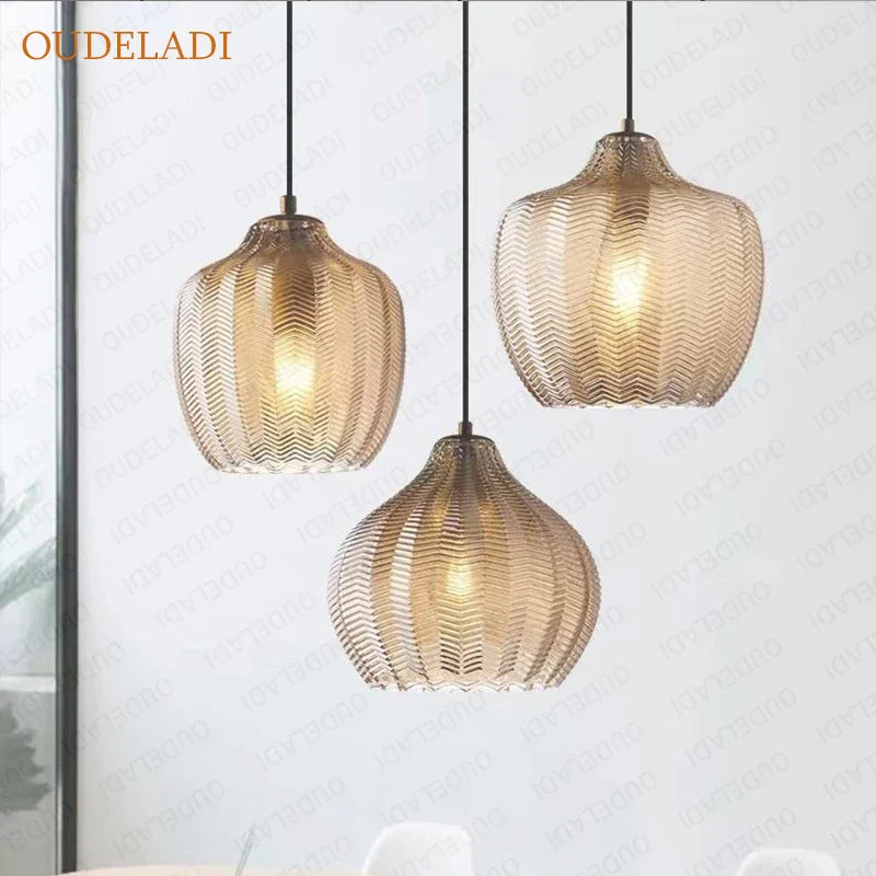 Axya Nordic Amber Glass Pendant Light for Kitchen, Restaurant, Bedroom