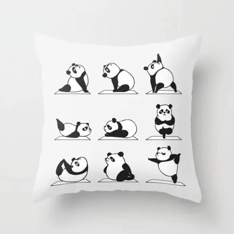 Axyaa Yoga Panda & Avocado Cartoon Animal Throw Pillow Bundle