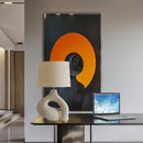 Axyaa White Resin Art Table Lamp, Modern LED Lighting for Living Room, Bedroom