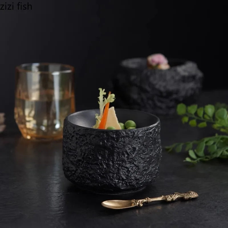 Axya Stone Texture Ceramic Dining Plate: Restaurant & Dessert Plate