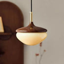 Axyaa Hazelnut Retro Pendant Light with Wood Grain Finish for Bedroom and Dining Room