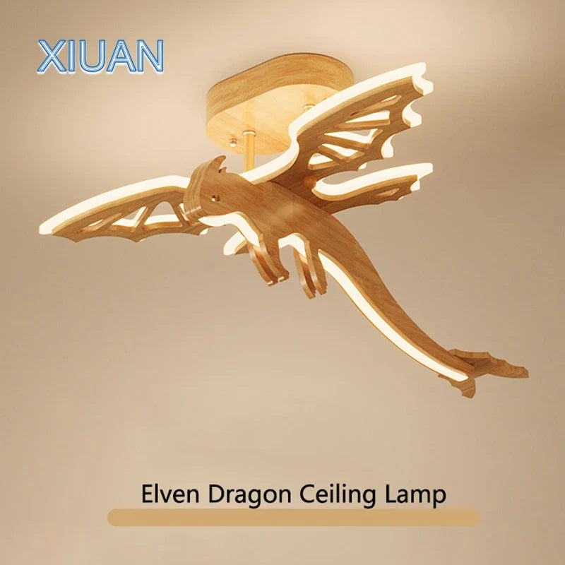 Axyaa Dinosaur Wooden Ceiling Chandelier for Kids Bedroom