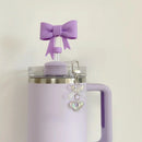 Axyaa Heart Bow Straw Charm for 30/40 oz Tumbler: Kawaii Pendent Chain Accessories