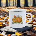 Axyaa Thanksgiving Enamel Mug Pumpkin Soup Harvest Pattern Coffee Cup