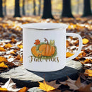 Axyaa Thanksgiving Enamel Mug Pumpkin Soup Harvest Pattern Coffee Cup