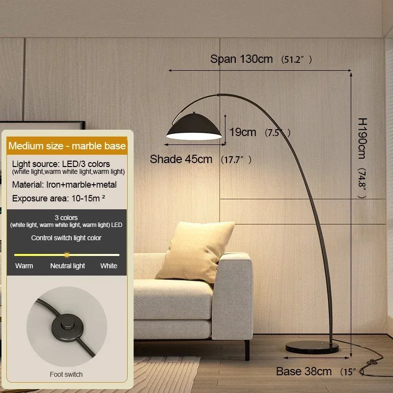 Nordic Black Fishing Floor Lamp by Axyaa: Modern LED Standing Light for Family Living Room