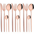 Axyaa Green Gold Stainless Steel Flatware Set for 12 Dinner Knife Forks Teaspoon
