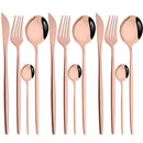 Axyaa Green Gold Stainless Steel Flatware Set for 12 Dinner Knife Forks Teaspoon
