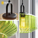Axyaa Glass Pendant Light: Colorful Amber Green Orange Chandelier for Living Room, E27 Loft Lighting