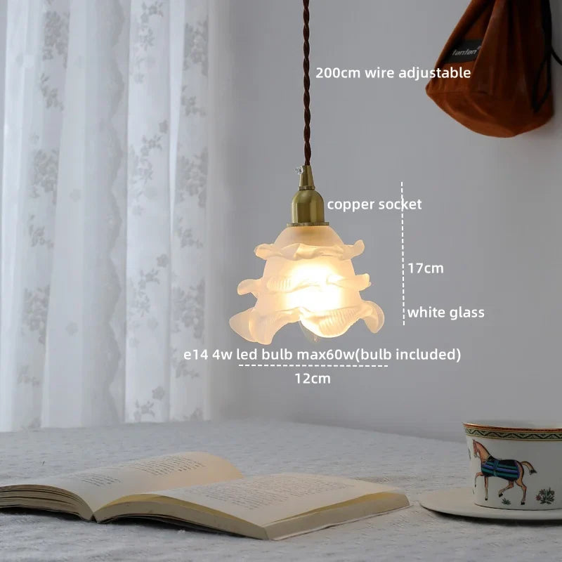 Axyaa Clear Glass LED Pendant Chandelier - Modern Copper Hanging Lamp for Home Decor