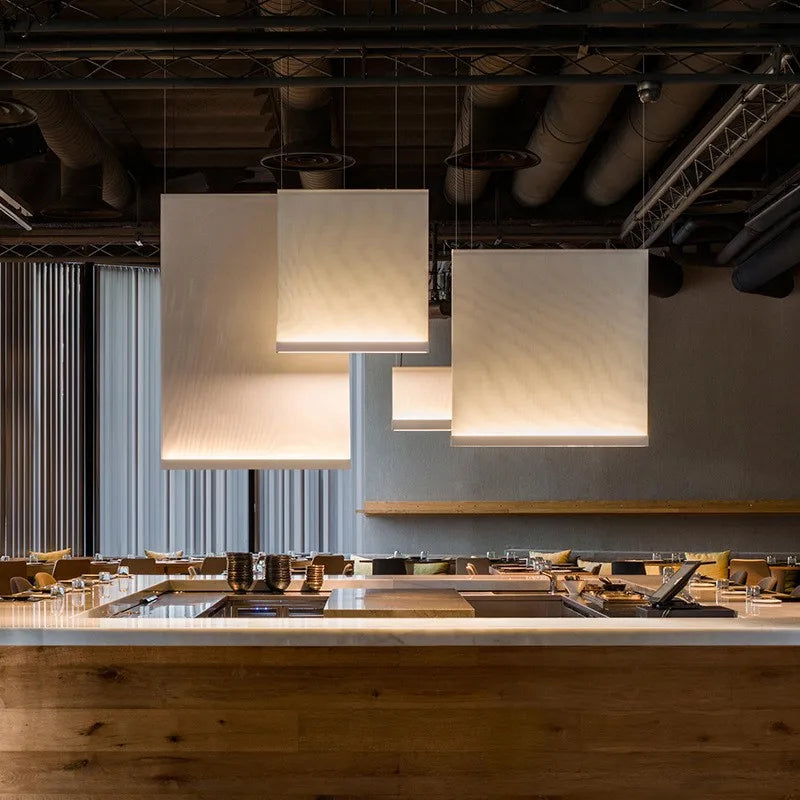 Axyaa Knitted Fabric LED Pendant Lights for Modern Minimalism Dining Room and Office Decor.