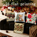 Axyaa Christmas Fox & Floral Pillow Cover for Sofa, Bedroom & Car