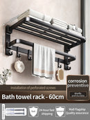 Axyaa Space Aluminum Towel Rack | Wall Mount Bathroom Storage Shelf
