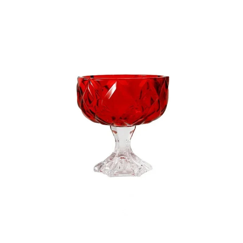 Axyaa 276ml Rhomboid Crystal Glass Cup for Desserts, Ice Cream, Milkshakes