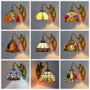 Axyaa Stained Glass Tiffany Wall Lamp - Retro Mediterranean Bedroom Decoration