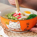 Axya Japanese Lucky Cat Ceramic Bowl Set