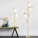 Axyaa Gold Floor Lamp with LED Paper Crane Lampshade for Modern Minimalist Style