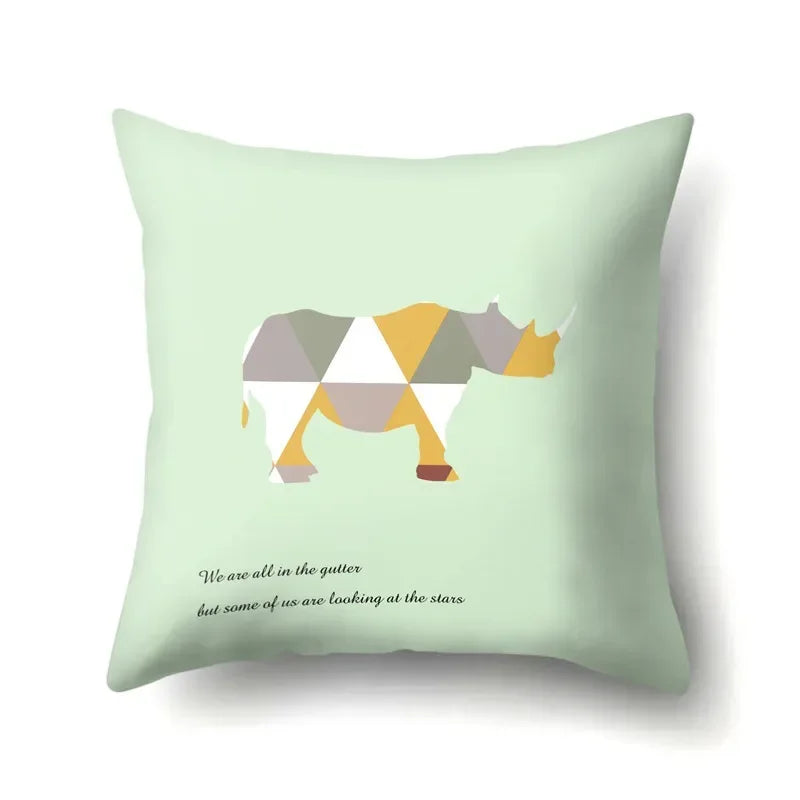 Axyaa Woodland Animal Cushion Cover: Bear Deer Pillow Case for Home Decor