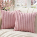 Axyaa Soft Striped Faux Rabbit Plush Cushion Covers for Stylish Home Decor.