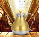 Axya Golden Teapot with Strainer: European Style Stainless Steel Coffee Pot