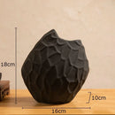 Axyaa Ceramic Floral Vase Porcelain Decoration Crafts Black Relief Modern Decor