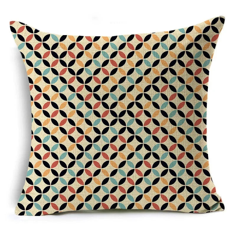 Axyaa Retro Geometry Linen Pillowcase - 45*45cm