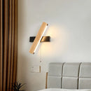 Axyaa Wood Wall Sconce Pull Chain Switch Nordic LED Stair Light Fixtures