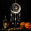 Flat Pumpkin, Bat, Witch Stained Acrylic Agate Pendant Window Hanging Suncatcher by Axyaa