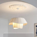 Axyaa French Minimalist Fabric LED Chandelier for Home Decor, Hanging Pendant Lights