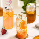 Axyaa 16oz Glass Tumblers with Lids & Straws - Set of 2