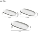 Axyaa Stone Pattern Oval Plate: Ceramic Fish Dessert Sushi Steak Molecular Cuisine Tableware