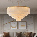 Axyaa Luxury Copper Resin Chandelier with Marble Accents for Living Room and Bedroom