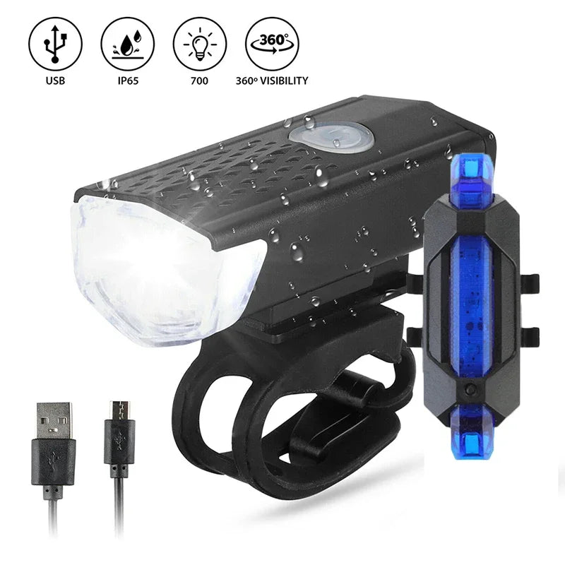 Axyaa Bike Light Set: USB Rechargeable Headlights & Taillights for Riding Safety