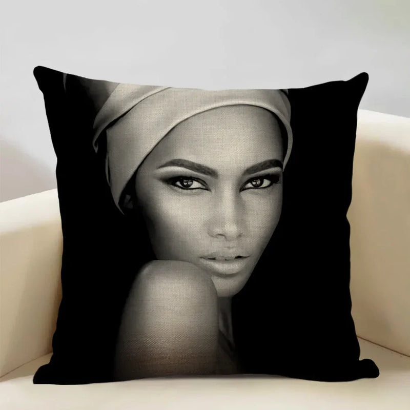 Axyaa African Lady Sofa Pillow Cover: Stylish Decor for Bedroom, Hotel, Cafe