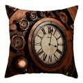Axyaa Vintage Flower Clock Car Printed Linen Pillow Cover 45x45cm
