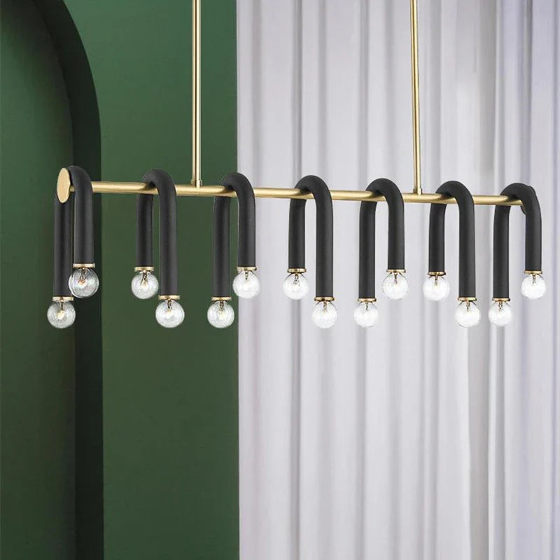 Axyaa U Shape Chandelier: Luxury Designer LED Living Room Lighting Fixtures